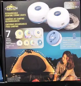 Cascade 810080495265 Mountain Tech Rechargeable Camping String Lights 7 Modes 200 Lumens New