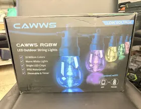 Cawws X220-1452 50ft Rgbw Led Outdoor String Lights 25ct App/remote 24v Ip66