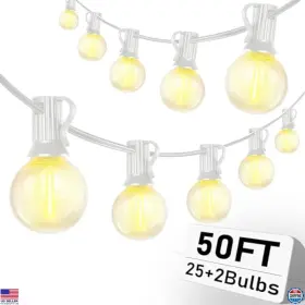 B0dzwsbwdw Cbebew 50ft Outdoor String Lights G40 Globe 27 Dimmable Led Bulbs Waterproof Decor