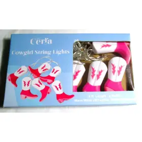 Crli-1000-hpr Cerlia Cowgirl String Lights Pink And White Boots 6 Ft Long Bulbs Led Battery