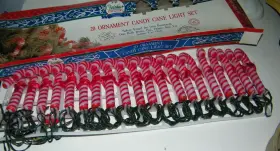 Christmas Expresions 737195003171 Vintage Blow Mold 20 Candy Cane String Light Set Working
