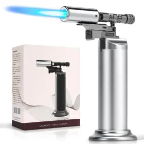 Cipovevos 627179736006 Butane Torch Lighter Kitchen Refillable Cooking Silver