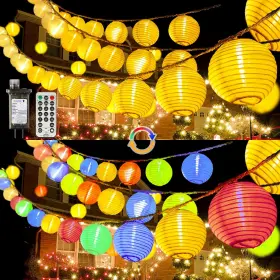 Gp-lantern-ww-04 Co. Ltd. Outdoor Patio Lights Plug In 65.6ft Connectable Warmwhite And Multicolor Hanging