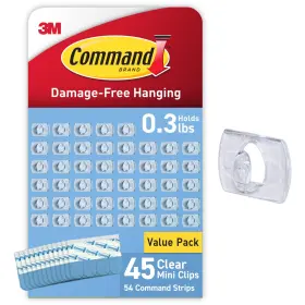 B076zrrfd4 Command Clear Mini Light Clips Damage-free Hanging 45 54 Strips