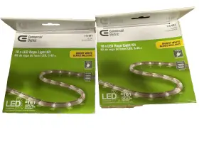 2-commercial Commercial Electric 716-691 Lot Of 18 Ft. Led Rope Light Kit Clear Indoor/outdoor