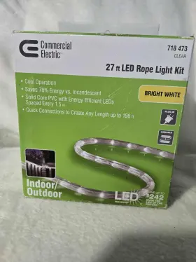 7180473 Commercial Electric 27 Ft Led Rope Light Kit Bright White