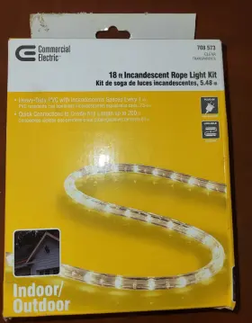 Ml-2w-18ft-ex-e-c Commercial Electric 18 Ft. Incandescent Rope Light Kit Clear Indoor/outdoor