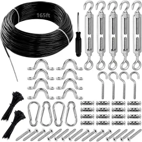 Blk165 Company String Light Hanging Kit Globe Lights Suspension 165ft Nylon Coated