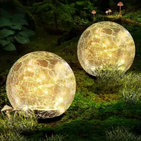 Coroor 718255418906 Garden Solar Ball Lights Outdoor Waterproof 80 Led Cracked Glass Globe