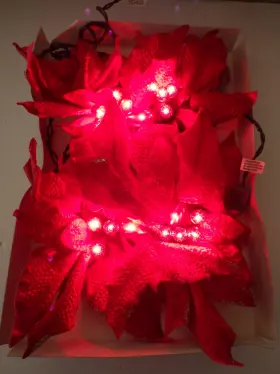 773689 Cosco Vintage Set Of 4 Poinsettia Indoor String Lights In Box Red 6ft Length