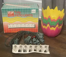 14815 Cp Products 7 Blow Mold Tulip Plastic String Lights Patio Deck Camping Rv Nos Vtg