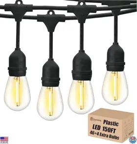 B0bpy7dw26 Damaing 150ft Led Outdoor String Lights 2 Pack Waterproof Patio Edison