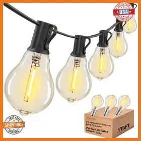 B0d2dh2zmn Damaing 120ft Outdoor Led String Lights Waterproof Patio 63 Shatterproof Bulbs