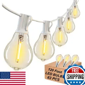 B0d3pspnsh Damaing 120ft Led Outdoor String Lights Waterproof Patio Dimmable 63 Plastic Bu