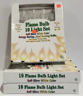 Darice Inc. 652695397721 Lot Of 3 Vtg Flame Bulb 10 Light String Set Indoor / Outdoor New In Box