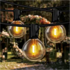 B097gvspqd  Daybetter 50ft Outdoor String Lights Waterproof Patio With 25 Shatterproof Dimmable