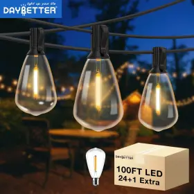 Cvt1211h24-nsb0wusd1 Daybetter 100ft Outdoor String Lights With 24 Edison Vintage Shatterproof Bulbs