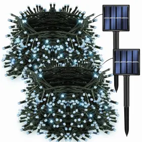 B09myv3bfq Dazzle Bright 2-pack 400 Led 132ft White Christmas Solar Outdoor String Lights