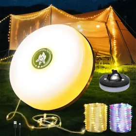 Deallite 744759717399 Camping String Lights Rechargeable 4 In 1 Quick Storage 32.8ft Tent Wit