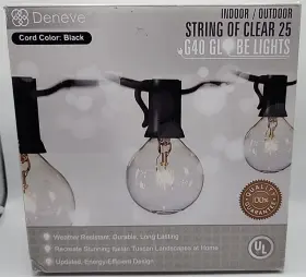 Deneve 689466744057 25 Ft G40 Globe String Lights With Bulbs Indoor Outdoor Energy Efficient