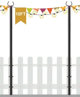 B09bqqt5rl Derkniel 10ft Outdoor String Light Pole Stand For Deck Fence Patio Railing
