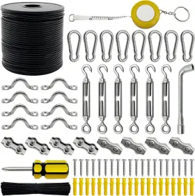 Direct 705353430756 String Light Hanging Kit -outdoor 200 Ft Nylon Coated Stainless Steel Outside In