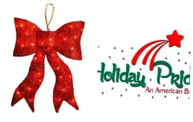 Dobar 738104194485 Holiday Pride 17 Inch Red Wavy Sisal Bow With 20 Clear Outdoor Lights - Ul