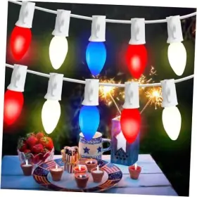 Jansy-027 Dongguan Lianrun Lighting 4th Of July Decor Lights Outdoor 25ft C7 Led Red White And Blue String 25