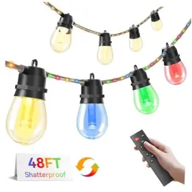 48ft-illuminated Dongguan Muse Lighting Co. Ltd Vct-clc041 Led Outdoor String Lights Waterproof Rgbw 48ft Patio Cable