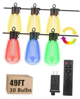 Tysl-ap07-e12-30l Dongguan Tuoying Photoelectricity Technology Co. Ltd 49ft Outdoor String Lights With Remote - Multicolor And Warm White Patio Tysl-ap07-e12-30l Dongguan Tuoying Photoelectricity Technology Co. Ltd 49ft Outdoor String Lights With Remote - Multicolor And Warm White Patio