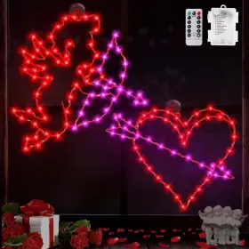 B0cngzm4yt Donsaji Valentines Day Window Lights - 2pcs Cupid Arrow Heart Silhouette