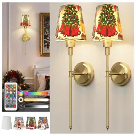 B0fnr1r5mc Doresshop Christmas Led Wall Sconce Lights Set Of 2 15-color Battery Operated