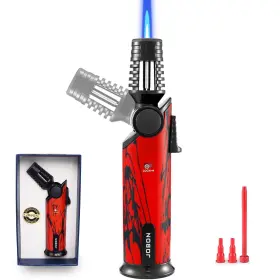 Doubfivsy 772123426158 Butane Torch Lighter 60 Rotatable Refillable Kitchen Cooking Red