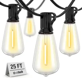 St38 Doukedge 445043331378 Outdoor String Lights Waterproof 25 Feet Patio With 13 Edison Bulbs