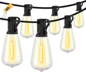 Doukedge 696575917180 100 Ft Led Outdoor String Lights 2700k Patio With 50 2 Shatterproof
