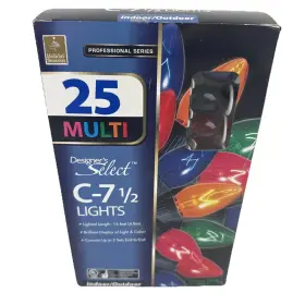 East West 049022362284 Holiday Seasons 25 Multi Colored C-7 1/2 Christmas String Lights In/outdoor 16ft