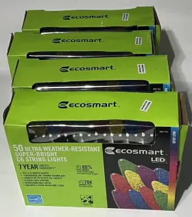 Eco-smart 030075454378 4 Boxes Ecosmart Led 50 Ultra Weather Resistant Super Bright C6 String Lights
