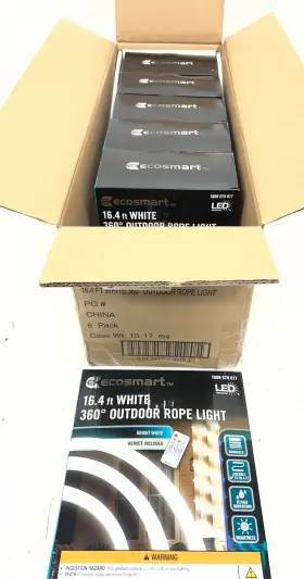 1009579017 Ecosmart Lot Of 6 16.4 Ft Plug In Bright White Outdoor Linkable Rope Light