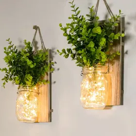 B07y9q8lpr Ecty Rustic Wall Sconces Mason Jar Farmhouse Home Decor Led Fairy Lights