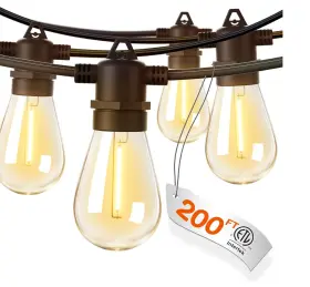 Edison 445033739771 200ft Led Outdoor String Lights With Shatterproof Bulbs Heavy-duty