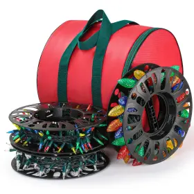 B0dgghgfhf Edsrdus Christmas Light Storage Reels 3 Spools Durable Oxford Bag Tangle-free Li
