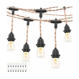 Ee Eleven Master 755346415598 48 Ft Hemp Rope Outdoor String Lights Waterproof Patio Light