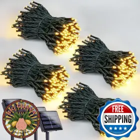 B0dtpb1tx9 Eew 4-pack 400 Led Solar String Lights Outdoor Waterproof Christmas Decor Warm Whit