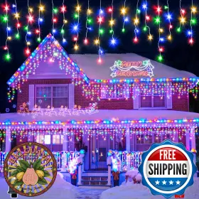 B09tsjhnc3 Einiiya Icicle Christmas Lights Outdoor - 33ft 400 Led For Outside With 75