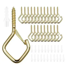 Emiluil 607607087641 22 Pcs Metal Eye Screw Hooks For Hanging Heavy Duty.windproof 22pcs Gold