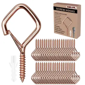 B0fr28nt4l Emiluil 82 Pcs Metal Rose Gold Eye Screw Hooks For Hanging Heavy Duty.windproof
