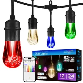 Enbrighten 030878574143 Smart Wifi Vibe Vintage Color-changing Led Cafe Lights 24ft 12bulbs