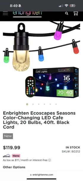 Enbrighten 030878802123 Season Color Changing Led Smart Caf Lights 20 Bulb 40ft 16 Colors