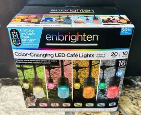 Enbrighten 030878802192 20ft Color-changing Led String Lights With Remote 10 Edison Bulbs
