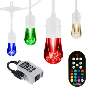 Enbrighten 313028119150 Seasons Vintage Led Cafe String Lights 48ft 24 Acrylic Bulbs White